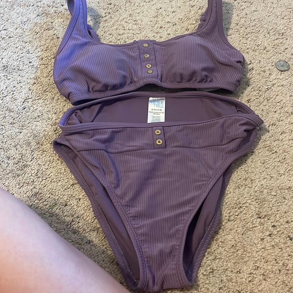 purple swimsuit